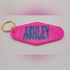 🌸 Retro Custom "Ashley" Motel Keychain | Pink & Blue 🌸